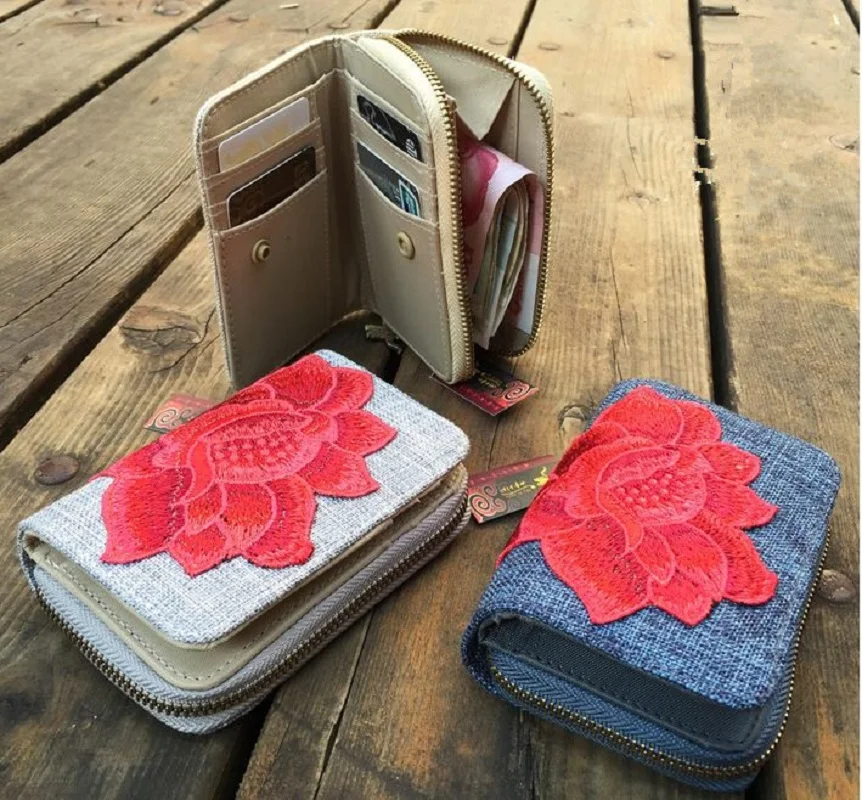 Пион вышивка женские кошельки имитация белье леди кошелек Марка Дизайн Высокое