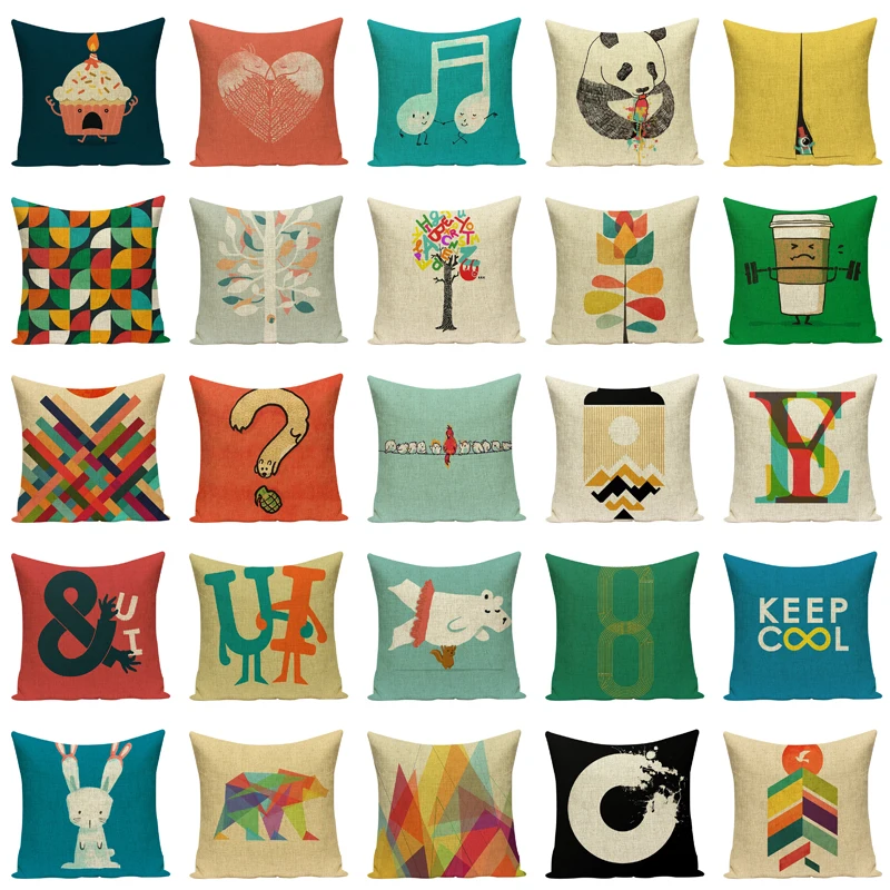 Красочные подушки с рисунком декоративные высокого качества наволочки льняные