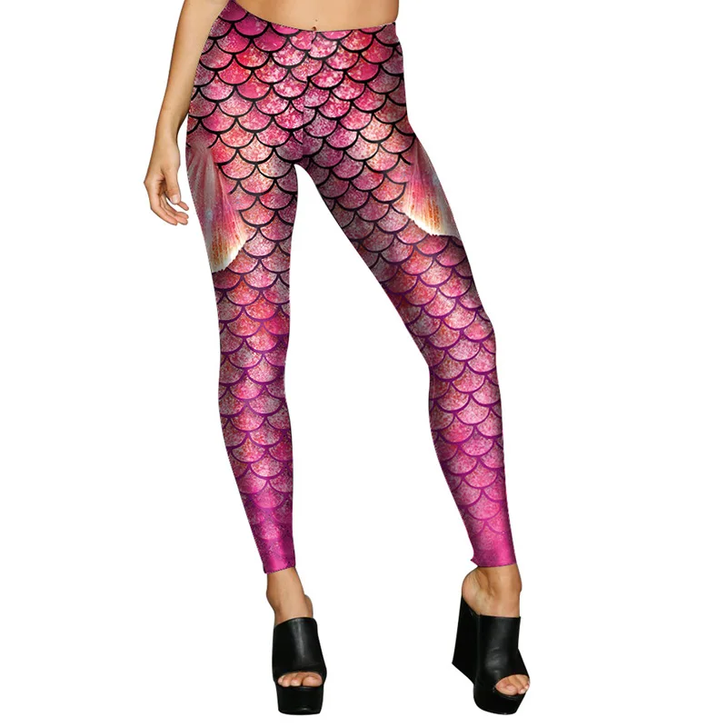 Beauty Garden Women Fashion Printing Leggings Sexy Slim Fish Scale Pattern Ankle-Length For |