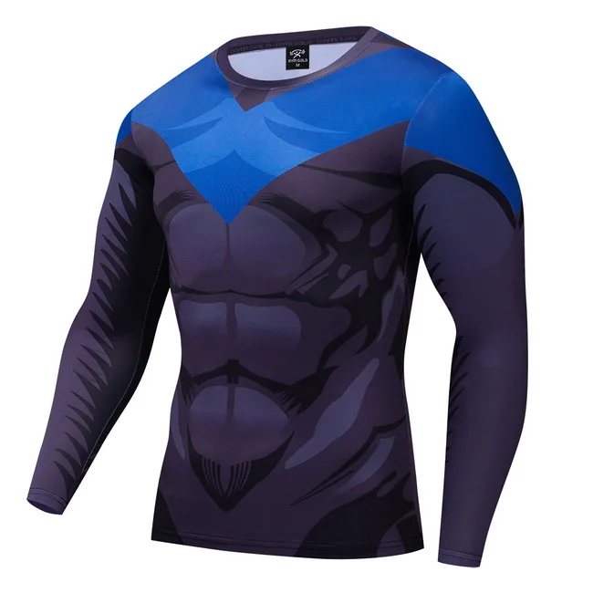 CT040 Fitness t men Autumn 3d print compression shirt Long sleeve tops fashion - Цвет: CT040