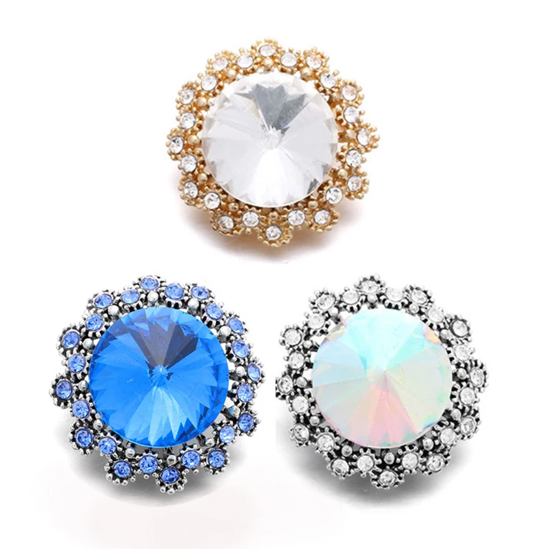 

Wholesale w312 flower 18mm rhinestone metal snap button for Bracelet Necklace Jewelry For Women jewelry Fashion accessories