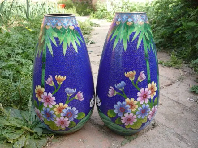 Редкие сборные Перегородчатые вазы династии Цин украшение ручной работы пара