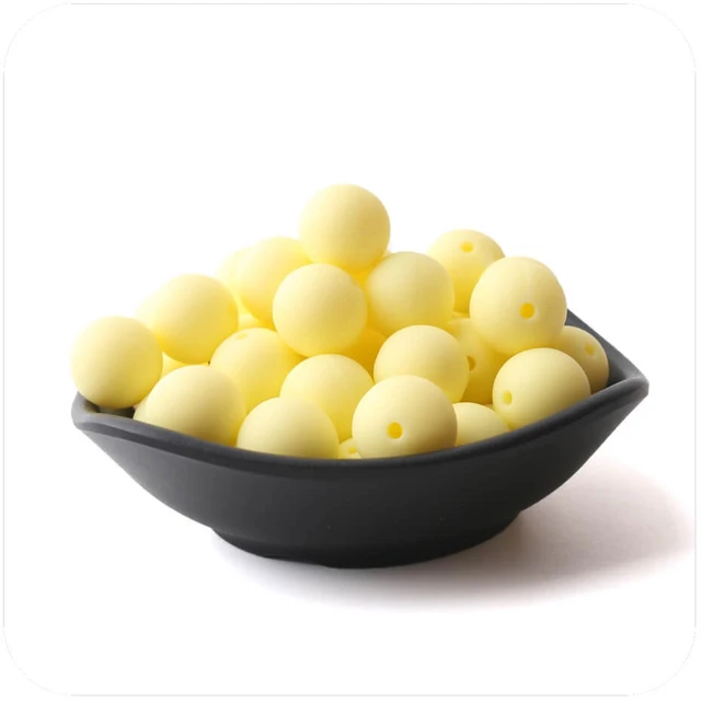 candy yellow 10 шт. 15 мм Силиконовые Круглые Бусины DIY Ювелирные изделия прорезывание зубов шеи Детские Прорезыватели Для детская пустышка цепи пищевого качества силиконовые бусины продукты - Цвет: candy yellow