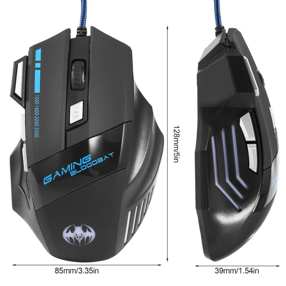 Игровая мышь геймерская Проводная компьютерная мышь для Pro Gamer 5500 dpi 7 кнопок светодиодный USB оптическая мышь sem fio Прямая поставка