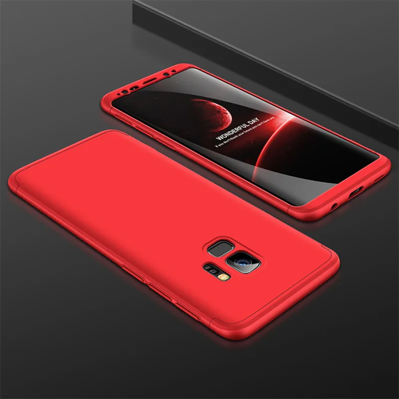 Модный ударопрочный матовый чехол на 360 градусов для samsung S9 S8 Plus, черный, красный чехол для телефона для samsung S6 S7 Edge, жесткий защитный чехол - Цвет: Red