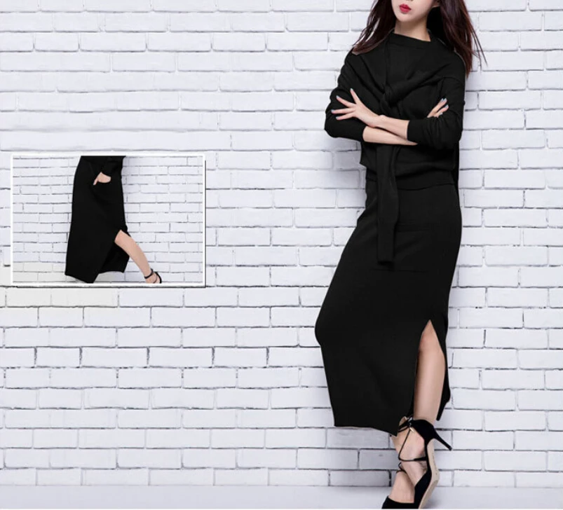 3 предмета кашемира платье Лидер продаж Винтаж классические ботильоны Длина