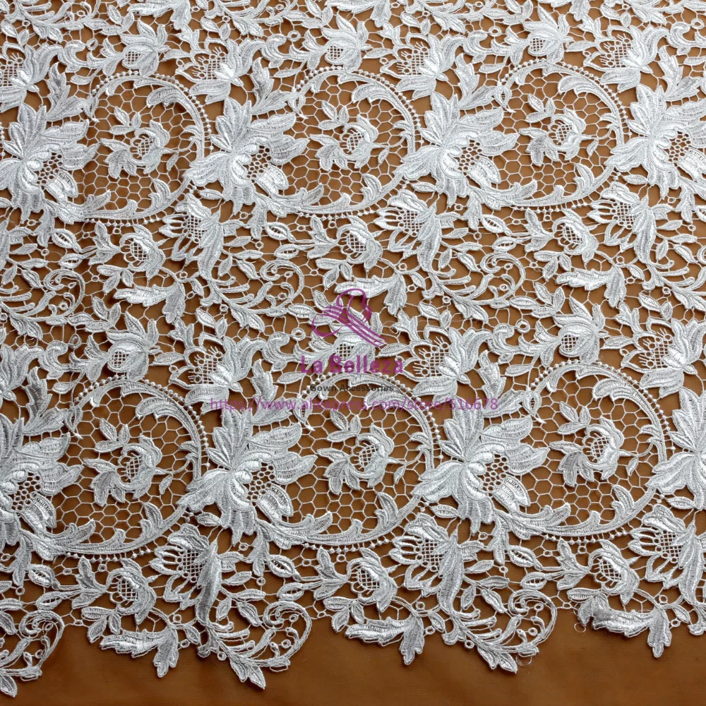 Высокое качество белый тяжелый полиэстер с блестками полые вышивка кружевной