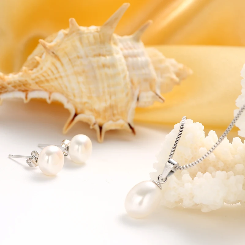Прекрасный жемчуг ювелирные изделия кулон и серьги гвоздики 100% культивированный