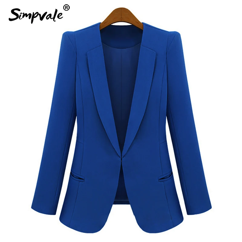 SIMPVALE Одноцветный женский деловой офисный Тонкий Блейзер весенне-осенняя рабочая