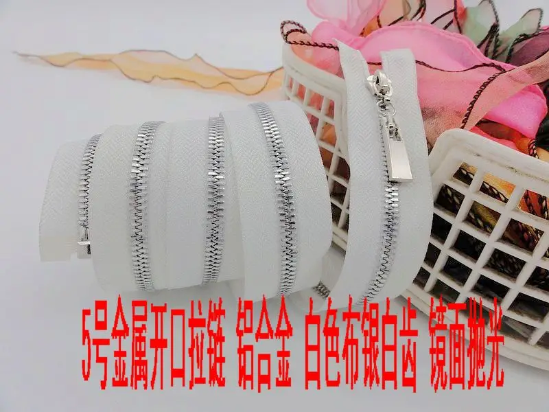 #5 полированная белая лента с открытым концом серебряные зубцы металлическая