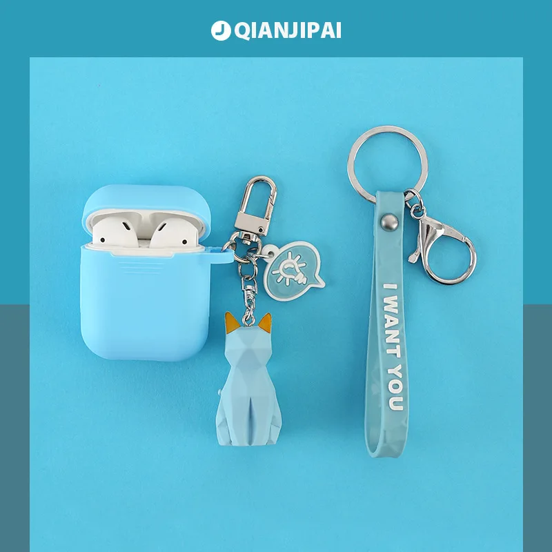 Силиконовый чехол для AirPods милый защитный чехол Bluetooth наушники чехол для apple airpods2 DIY аксессуары с брелком панда
