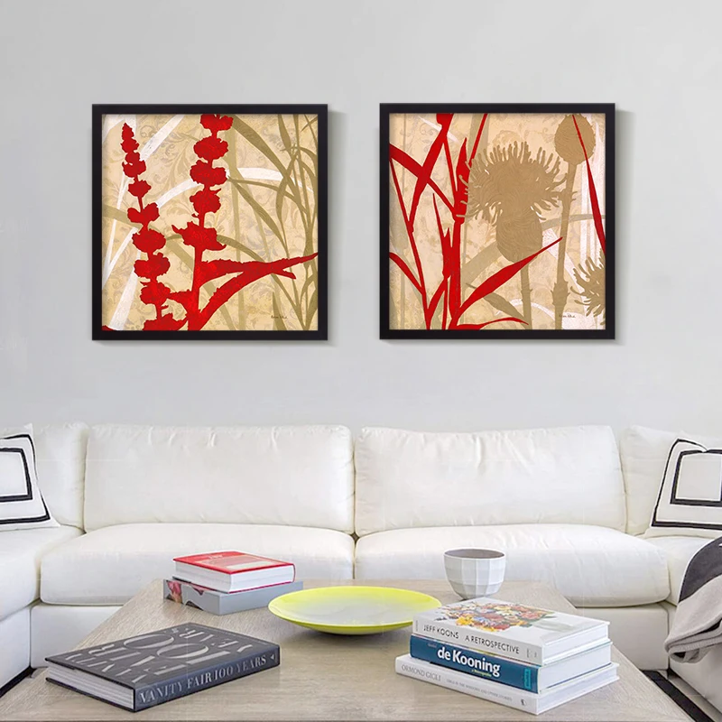 Красный цветок цветочный Рисунок нанесенный на холсте Книги по искусству маслом