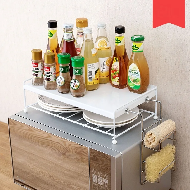Железная полка для хранения приправ Полка кухни двойная напольная столовая