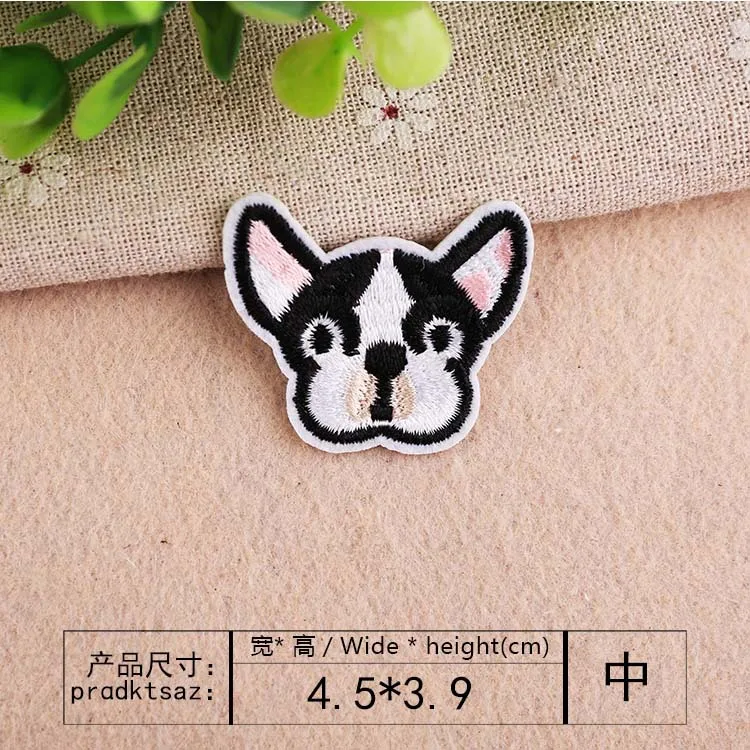 5 шт. вышитые Мультяшные тканевые наклейки Бостон-терьер голова щенка