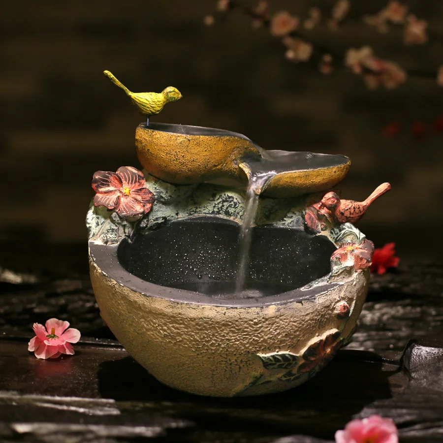 

Круглый креативный фонтан фэн-шуй для гостиной, украшения для рабочего стола, бонсай, водный увлажнитель, деловой g