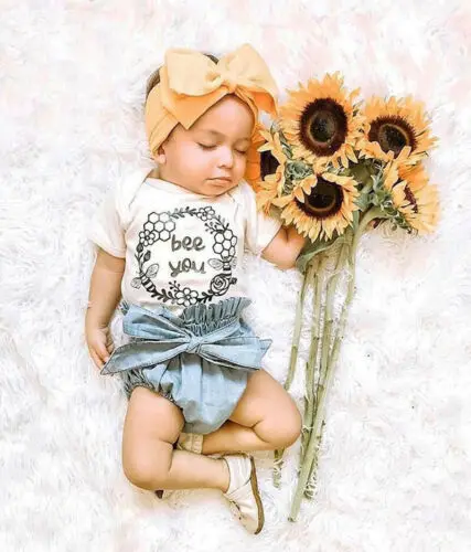 Комплекты одежды с цветами для маленьких девочек 0-18 месяцев 2 шт. топ короткими