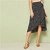 SHEIN, черная юбка с цветочным узором и бантом, бохо, Женская юбка, лето, для праздника, высокая талия, Алин, миди юбки для женщин