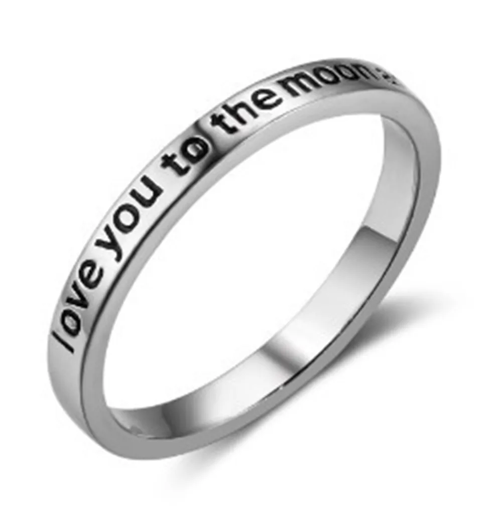 Кольцо женское из титановой нержавеющей стали с надписью I Love You To The Moon | Украшения