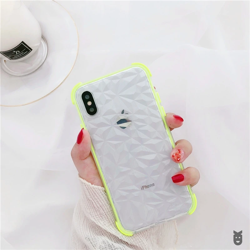 Для iPhone X 11 Pro XR XS MAX 10 7 8 6s 6 Plus 3D Алмазная текстура противоударный Гибридный прозрачный мягкий ТПУ защитный чехол