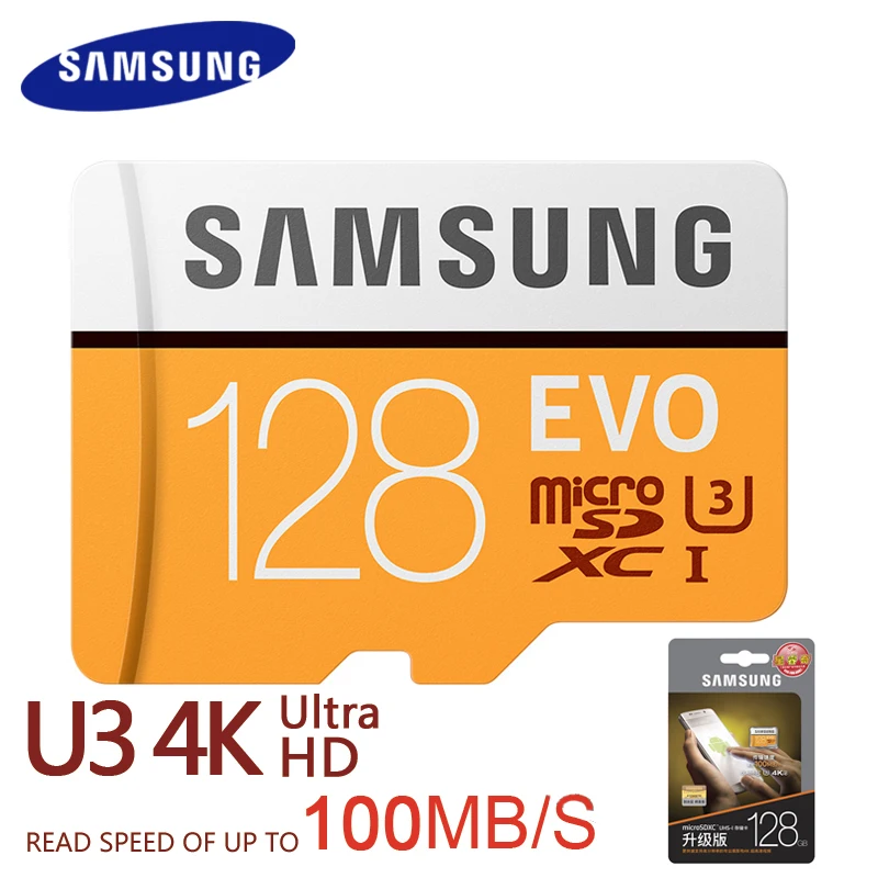 SAMSUNG карта памяти EVO 128 гб 64 32 SDHC SDXC TF100M MicroSD 100 м/с классом 10 Micro SD C10 UHS MB-MP32GO TF Trans Flash |