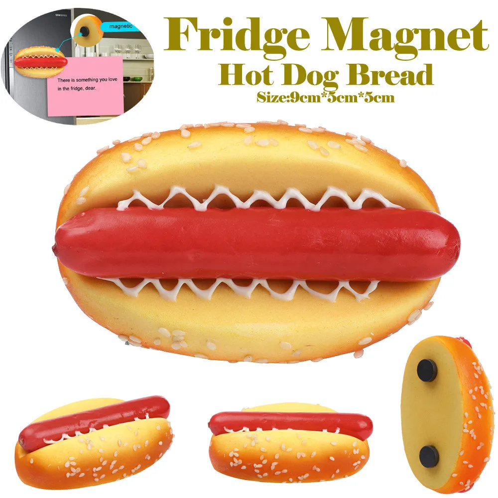 Сжимаемый Мягкий 1 шт. магнит на холодильник хот дог хлеб медленно поднимающийся