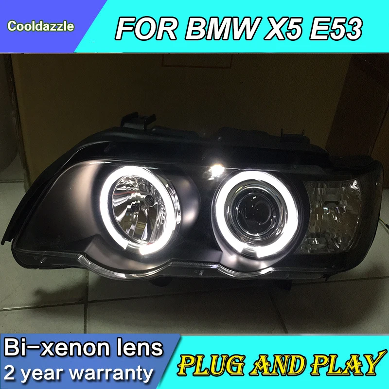 Для BMW X5 E53 светодиодные фары ангельские глазки 1999 2000 2001 2002 2003 года с комплектом HID