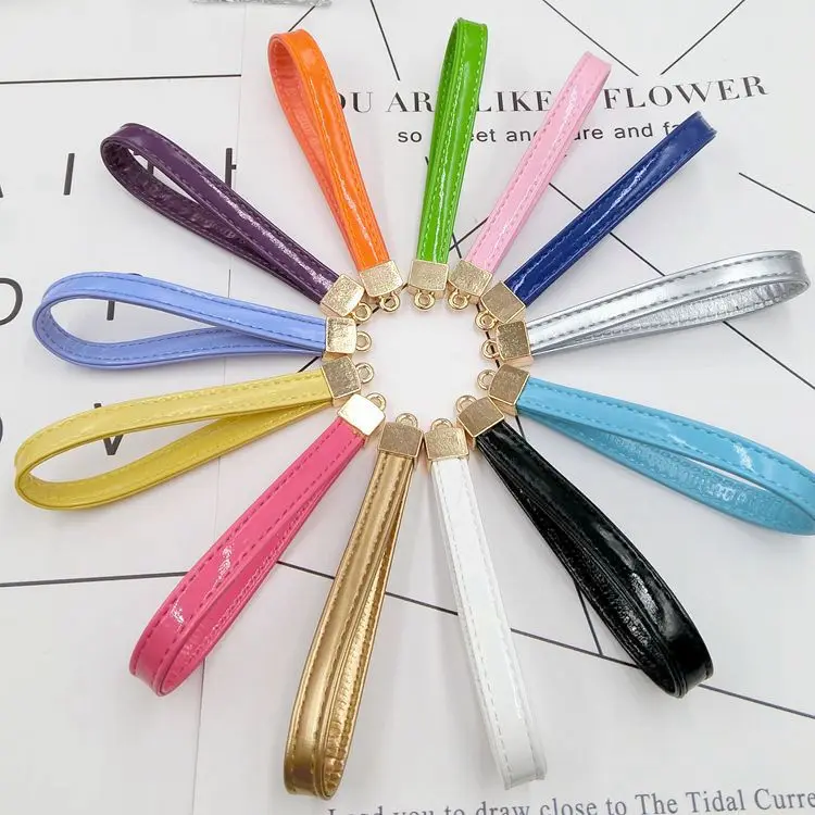 

15pcs/lot PU Leather Wrist Strap Car Key Chain Holder Lanyard Bag/Purse Car porte clef hanging rope/charm/twinket Accessories
