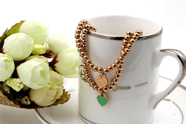 Martick Gold-color Stainless Steel Prayer Beads Elastic Rope Heart Pendant Charm Bracelets For Women Brand Fashion Jewelr B224 | Украшения