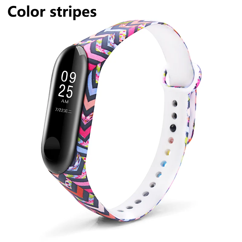Color Strips BOORUI mi band 3 ремешок удобный цветной mi band ремешок с разнообразным цветочным принтом для xiaomi mi band 3 Смарт-браслеты - Цвет: Color Strips