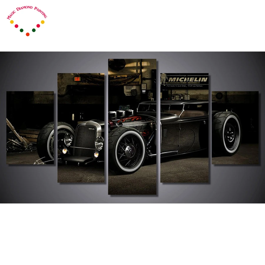 

5D 5pcs diamond drawing round/square diamond painting classic cars cross stitch crystal full diamond embroidery plastic crafts
