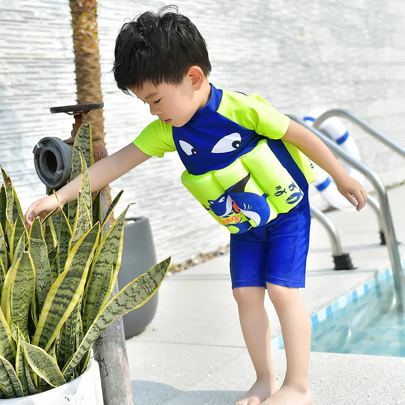 Children Swimsuit Boy Zip Swimming Suit Float Buoyancy Swimwear Detachable Bathing Suit Protective Safe Learning Lesson Swimwear