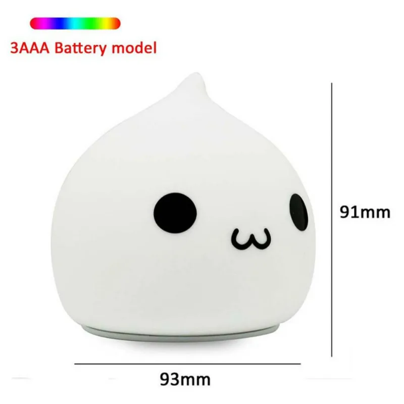 Silicone Touch Sensor Battery Night Light For Children Baby Kids 7 Colors 2 modes Cute Shape Soft Breathing 0-5W light | Лампы и