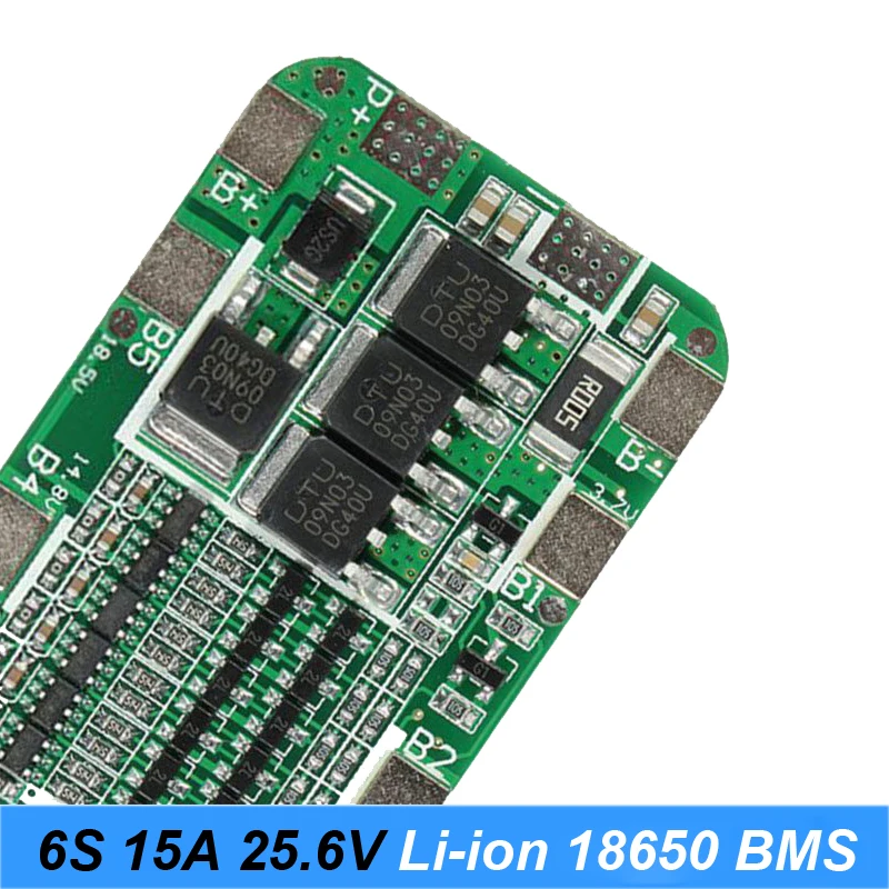 

6S 24V 15A BMS 24v lithium battery BMS for electric bike 24V 8Ah 10Ah 12Ah li-ion battery With balance function E-bike battery