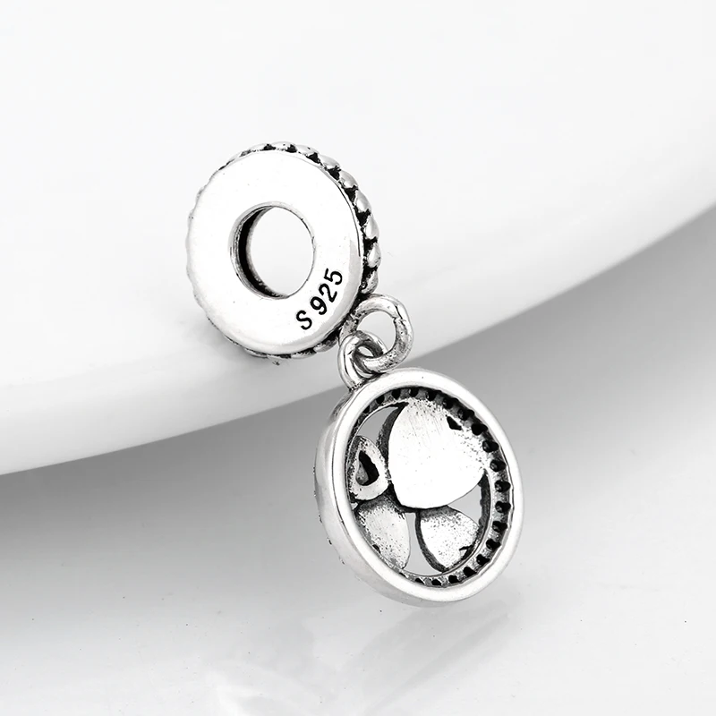 Модные подвески в форме сердца, 925 пробы, серебро, Lucky Clover CZ, изящные подвески, подходят к оригиналу Pandora, очаровательный браслет, ювелирное изделие
