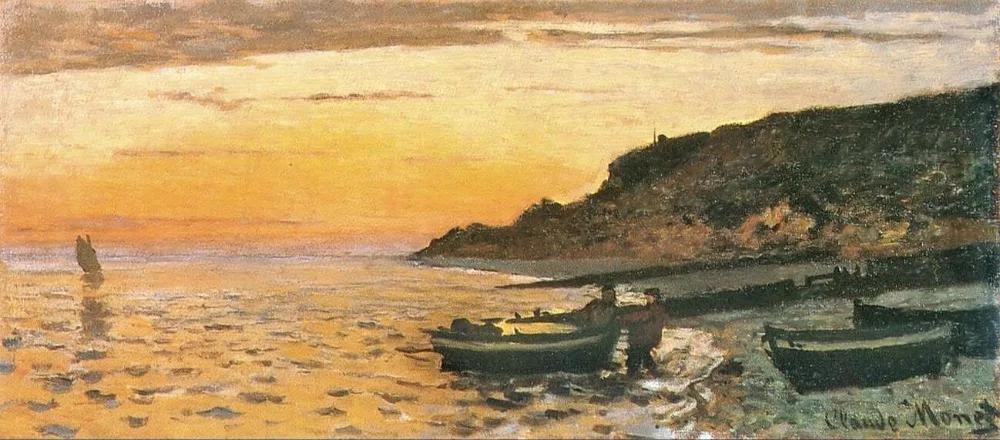 

High quality Oil painting Canvas Reproductions Seacoast at Saint-Adresse, Sunset (1864) By Claude Monet Painting hand painted