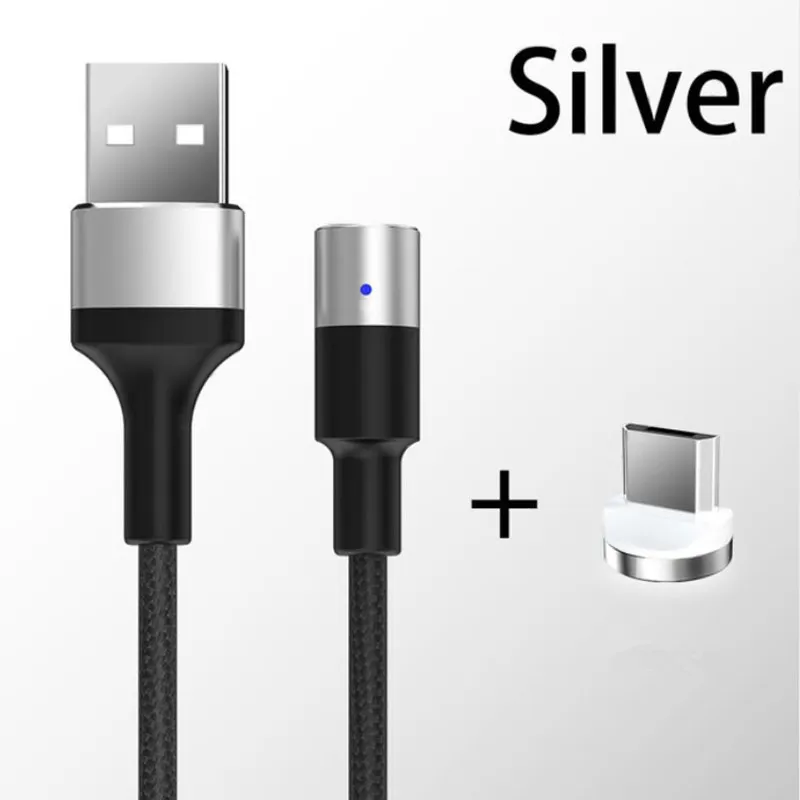 1Cable 1 Plug Silver Магнитный кабель Micro usb type C для iPhone X 7 6s кабель освещения 1,2 м usbc 3A провод для быстрого заряда Магнитный Кабель зарядного устройства телефонный шнур - Тип штекера: 1Cable 1 Plug Silver