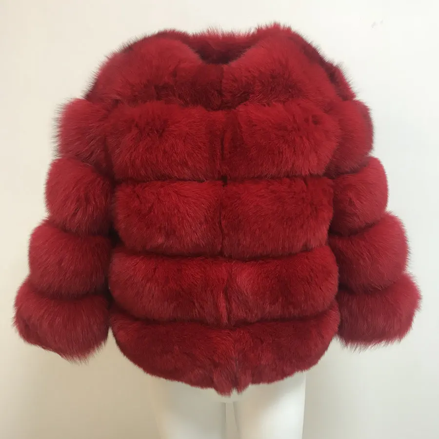 red QIUCHEN PJ1801 Новое поступление Женская зимняя шуба из натурального Лисьего меха Толстая меховая женская зимняя куртка - Цвет: red