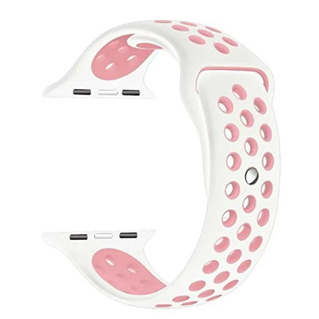 Красочный мягкий, силиконовый ремешок для наручных часов Apple Watch, версии все серии 38, 42 мм, версия спортивный резиновый браслет Ремешки для наручных часов аксессуары - Цвет: White Pink