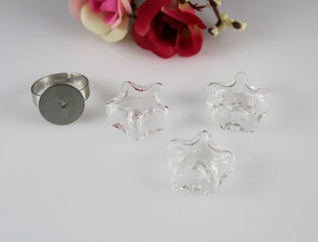 Star 20x20MM 4 шт DIY жидкое кольцо-бутылка(12 стилей avaialbe), стеклянные Пузырьковые жидкие кольца, стеклянный глобус Пузырьковые кольца - Цвет основного камня: Star 20x20MM