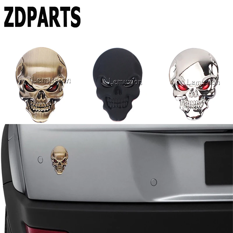 ZDPARTS 3D крутые металлические Стикеры из цинкового сплава с черепом для