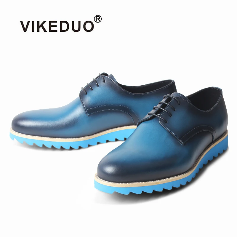 

VIKEDUO Summer Men's Drving Shoes Genuine Leather Wedding Office Blue Shoes Male Sports Footwear Formal Dress Zapatos de Hombre