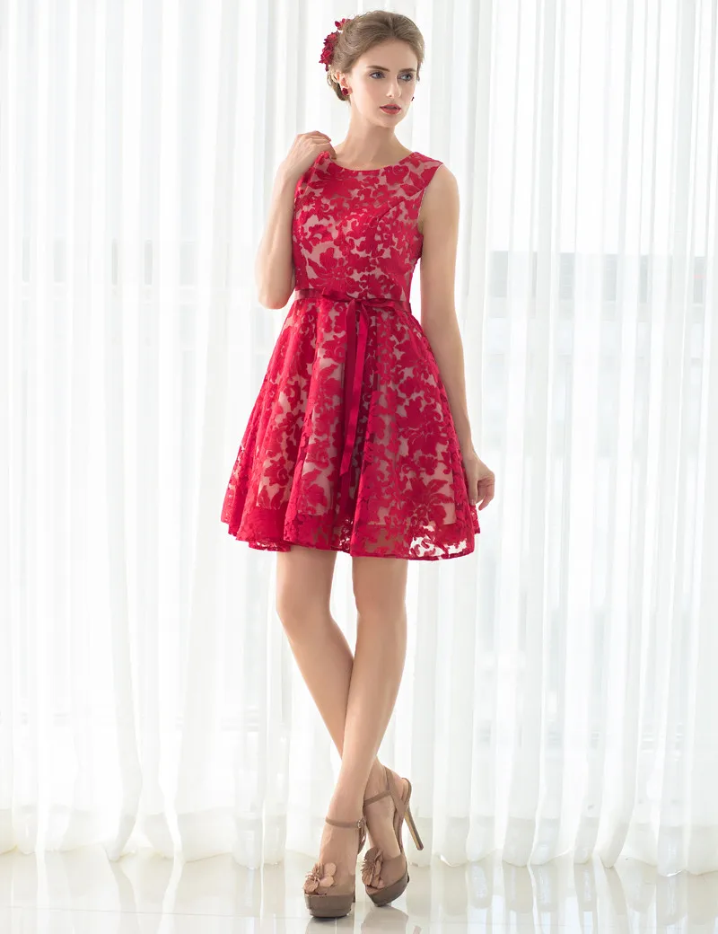 Formal Dresses For Teens A-line Above Knee Sleeveless Floral Lace Graduation Gown Custom Made Plus Size Girl's Vestido 1209S | Свадьбы и