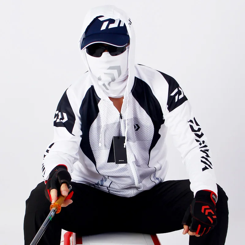 2018 Famous brand Men Daiwa Sports Fishing Outdoor Mesh breathable Hood Mens Clothes Dawa New White Jersey |