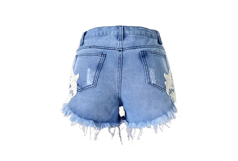 New Style Shorts Women Summer New Jeans Shorts Sexy Lace High Waist Beach Casual Ripped Tassel Hole Denim Soft Cotton Shorts