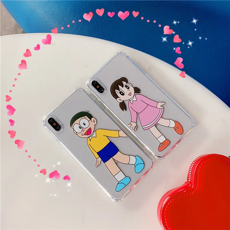 Прозрачный мягкий чехол из ТПУ для iPhone 6 S 7 8 Plus X XR XS Max Doraemon Nobita kamei с милыми