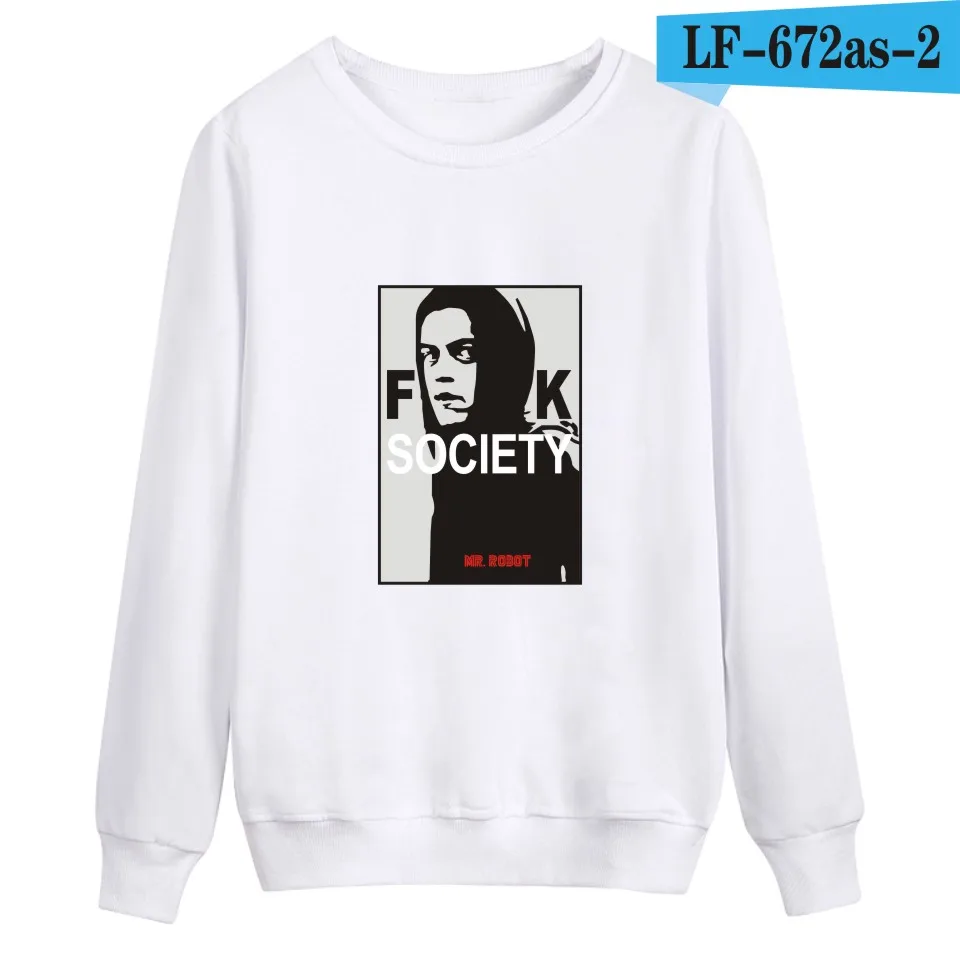 white LUCKYFRIDAYF Mr Робот Fsociety хип стиль Мужская толстовка в стиле Харадзюку в мужчин s толстовки и свитшоты бренд 3xl 4xl - Цвет: white