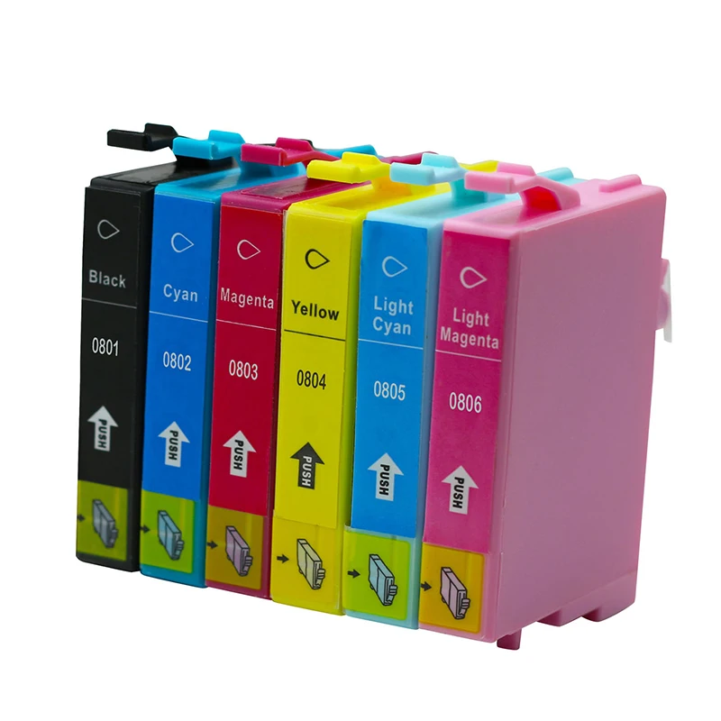 6PK совместимый чернильный картридж EPSON T0801 T0807 для принтера P50/PX820FWD/PX830FWD PX720WD |