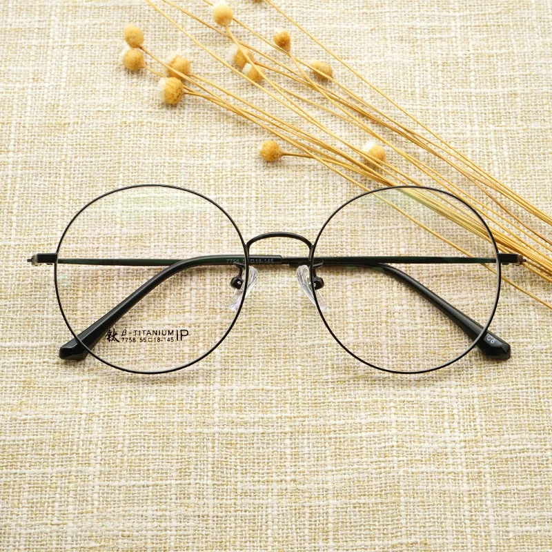 Очки из чистого титана для мужчин и женщин в стиле ретро большая круглая оправа