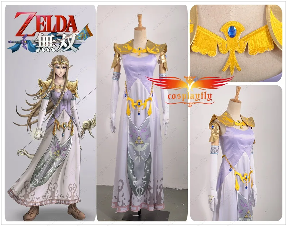 W0941 видеоигры легенда о Зельде: Hyrule Warriors(Zelda Muso) принцесса Zelda Косплей Костюм индивидуальный заказ полный комплект