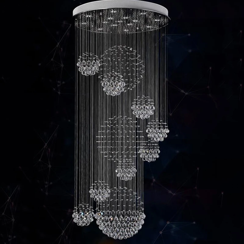 Современная Люстра для больших отелей D80 * H200cm хрустальные светильники лестницы